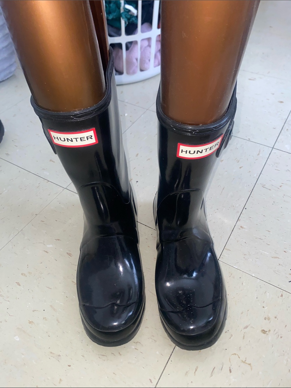 Hunter Women’s Short Black Gloss Rain Boots 6 nwot